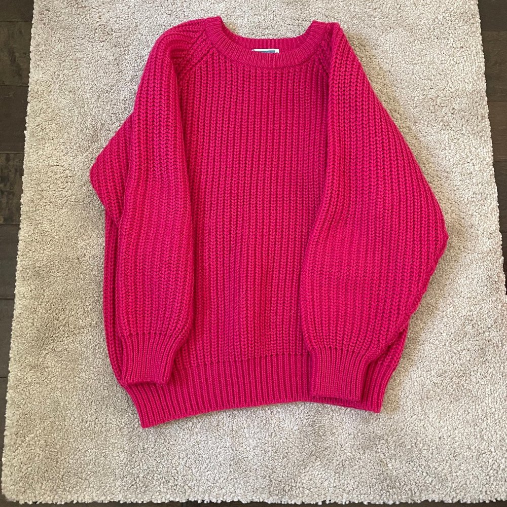 Mervyns hot pink cable knit sweater